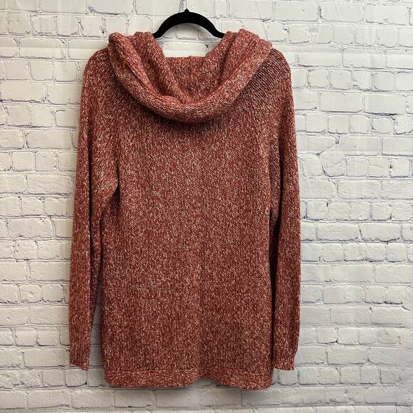 Sleeping On Snow Chunky Knit Red Hooded Cardigan Large Button Down Anthropologie - Picture 4 of 8